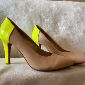 Seychelles Green Neon Nude Heel Pumps